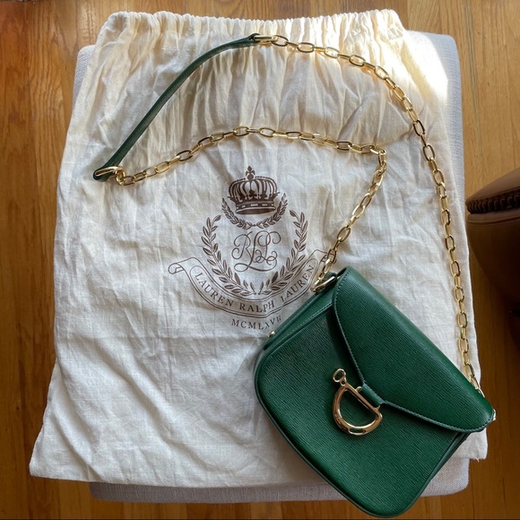 Ralph Lauren Green Purse with Gold Chain Strap - Picture 2 of 10